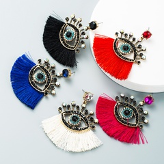 Turkish blue eyes tassel earrings trendy fashion fan-shaped devil's eyes earrings