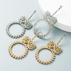 Korean round butterfly gold diamond rhinestone earrings ear jewelry