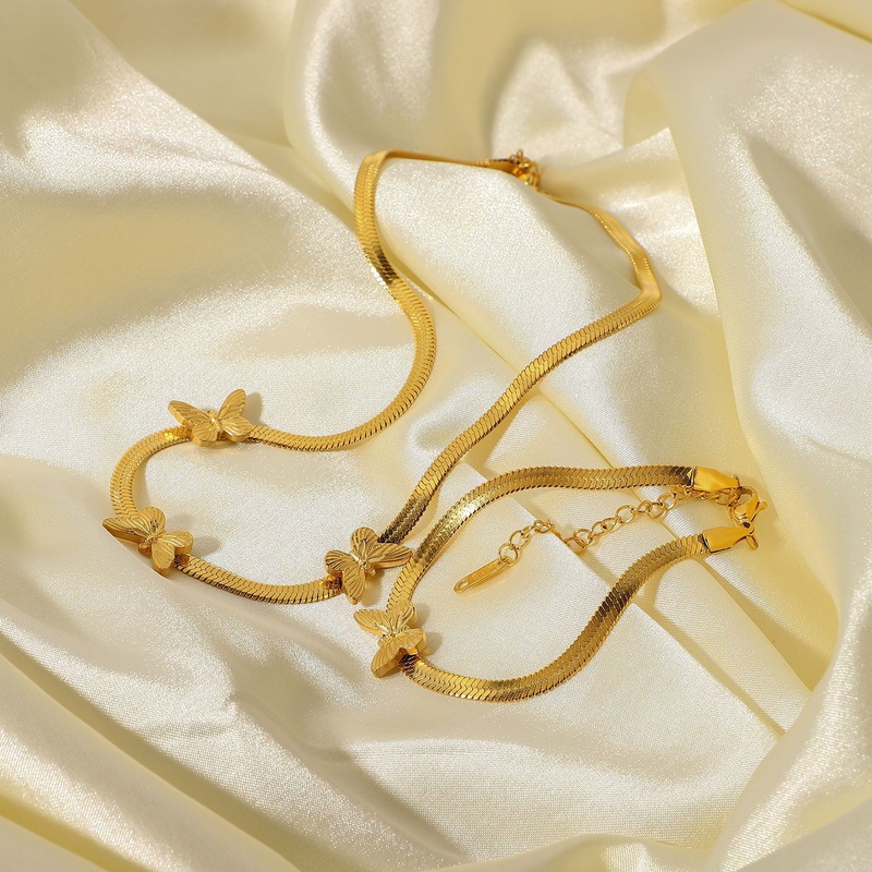 new stainless steel jewelry herringbone collar bone chain bracelet punk butterfly snake chain bracelet