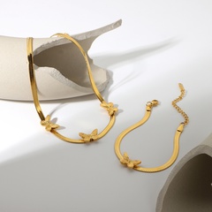 Bijoux en acier inoxydable 18K collier en os de collier à chevrons collier punk papillon chaîne de serpent