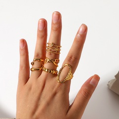 European and American fashion geometric chain cross open ring 18K gold-plated stainless steel ring