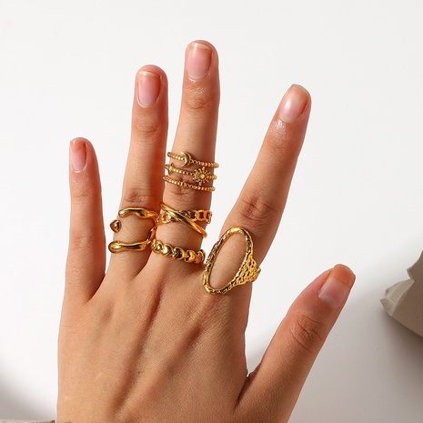 Europäische und amerikanische Mode geometrisches Kettenkreuz offener Ring 18K vergoldeter Edelstahlring's discount tags