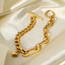 stainless steel Cuban chain oval chain oval small heart pendant OT buckle braceletpicture12