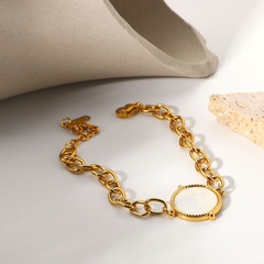 simple temperament round white shell chain bracelet 18K gold-plated stainless steel bracelet