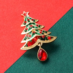 Christmas fashion dripping oil hollow Christmas tree diamond brooch pin Christmas accessories gift