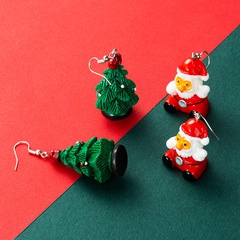 Christmas Collection Cute Trend Santa Claus Tree Earrings Europe and America Send All-match Earrings