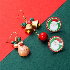2021 Fashion All-match Christmas Elk Bell Asymmetric Earrings European and American Trend Earrings Christmas