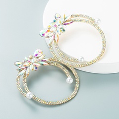 Nuevos pendientes de flores de diamantes llenos de forma geométrica exagerada de moda europea y americana