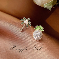 coconut pineapple earrings women's simple and small personality wild earrings new commuter net red earrings trend