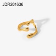 Europische und amerikanische Mode geometrisches Kettenkreuz offener Ring 18K vergoldeter Edelstahlringpicture18