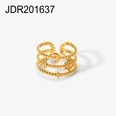 Europische und amerikanische Mode geometrisches Kettenkreuz offener Ring 18K vergoldeter Edelstahlringpicture19