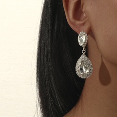 Copper Zirconia Crystal Water Drop Pendant Earrings Wholesale Jewelry