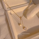 Collier de coquillages blancs de cercle de zircon carr chane d39amour de clavicule collier coren collier en acier au titanepicture11