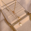 Collier de coquillages blancs de cercle de zircon carr chane d39amour de clavicule collier coren collier en acier au titanepicture10