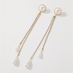 fashion rhinestone pearl tassel earrings long earrings simple earrings women wholesale
