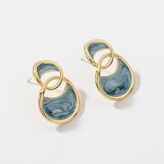 retro blue geometric round earrings fashion personality geometric alloy earrings female wholesale