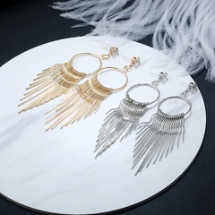 Korean version of zircon exaggerated female metal long tassel earrings fashion earrings wholesale