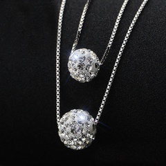 Double Diamond Ball Pendant Necklace Transfer Bead Jewelry