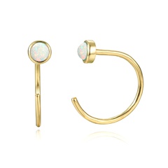 cross-border C-shaped mosquito coil piercing hipster simple wild opal opal earrings
