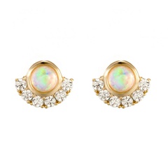 Korean Circle Opal Opal Exquisite Earrings Simple Stud Earrings Ear Jewelry
