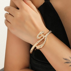 European and American Fashion Cool Creative Design Alloy Bracelet Simple Retro Exaggerated Snake-Shaped Open Adjustable Bracelet