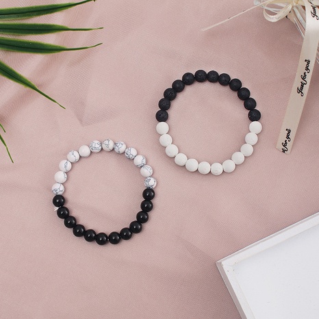 pierre volcanique simple perles turquoises blanches bracelets bijoux en gros's discount tags