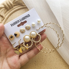 European and American pearl butterfly earrings set  leopard print acrylic earrings set wholesale