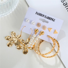 New geometric set earrings flower earrings pearl earrings set European and American