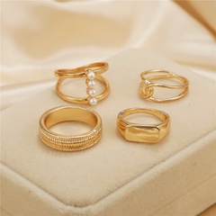 Retro Irregular with Personality Gold Four-Piece Ring Female Joint Index Finger Ring Fashion Cross Ring Ring Set