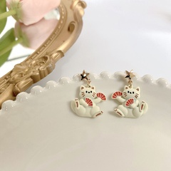 Self-Designed Sterling Silver Needle Japanese and Korean XINGX Fan Cat Stud Earrings Sweet Cute Girlish Style Earrings H3987