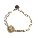 retro metal imitation pearl person head round brand bracelet necklace elegant braceletpicture17