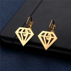 simple stainless steel geometric hollow diamond shape earrings