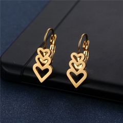 European and American simple stainless steel hollow three heart ear buckle