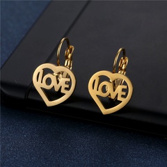 European and American letter LOVE hollow heart-shaped stainless steel ear buckle