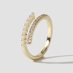 Koreanischer exquisiter Kupfer-eingelegter Zirkonium-Perlen-Eröffnungs ring, weiblicher ins trend iger Persönlichkeit, echter Gold-Galvanik-Ring schmuck