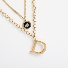 hiphop letter necklace D letter pendant titanium steel necklace