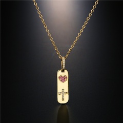 Australian Ancient Cross-Border Supply European and American Ins Style Small Vertical Stripes Love Cross Pendant Copper Plating 18K Gold Zircon Necklace