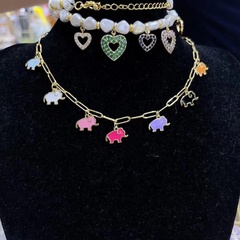 Mikro-Intarsien Pfirsich Herz Perlenkette farbiger Diamant hohler herzförmiger Anhänger Kupferkette