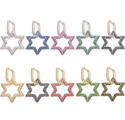 Pendientes de estrella de diamantes de colores con micro incrustaciones de nuevo estilo pendientes colgantes exagerados femeninos al por mayor