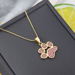 Korean Style Ins Zircon Cat's Paw Necklace Europe and America Cross Border Simple Niche Design Copper Pendant Trendy Jewelry Women