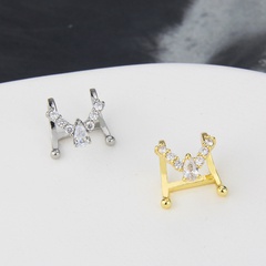 Korean Style Ins Fashion Diamond-Embedded Ear Hanging AliExpress Spot Direct Supply Simple Copper-Plated Gold White Gold Plated Graceful Earrings Women
