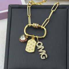 new letter tag combination necklace personality spot copper diamond pendant necklace