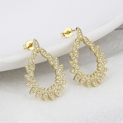 new drop-shaped diamond earrings copper plated leaf earrings
