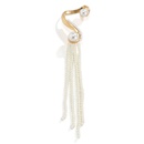 European and American crossborder jewelry Baroque imitation pearl tassel metal twisted ear clippicture12