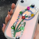 imitation pearl soft ceramic woven beaded mobile phone chain multielement tai chi colored glaze flower lanyardpicture11
