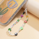 imitation pearl soft ceramic woven beaded mobile phone chain multielement tai chi colored glaze flower lanyardpicture12
