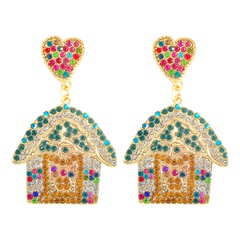 creative earrings alloy diamond-studded shiny women's earrings small house women's fashion earrings