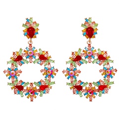 new European and American geometric small flower earrings rhinestone earrings exaggerated cross-border