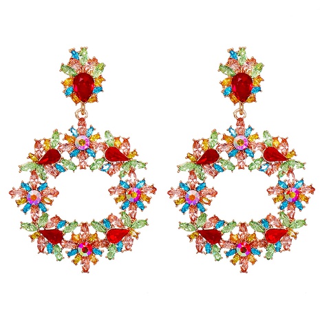 new European and American geometric small flower earrings rhinestone earrings exaggerated cross-border's discount tags