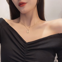 Korea Mehrschichtige Halskette Quadratischer Anhänger 2021 Neue Art Doppelte Schlüsselbeinkette